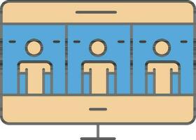 Blue And Brown Color Candidates In Monitor Icon. vector