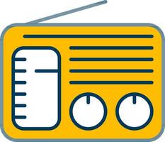 Yellow Radio Icon In Flat Style. vector