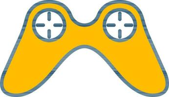 Wireless Game Controller Icon In Yellow And White Color. vector