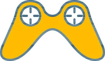 Wireless Game Controller Icon In Yellow And White Color. vector