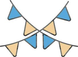 Bunting Flag Icon In Blue And Brown Color. vector