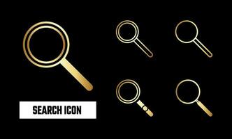 Golden Search Icon Vector Illustration