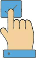 Finger Select Tick Icon In Blue And Brown Color. vector