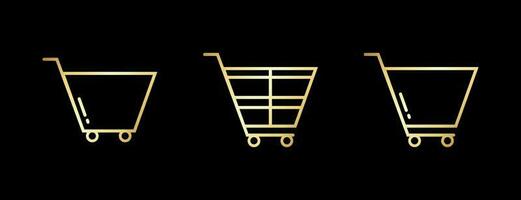 Golden Shopping Icon Vector Illustration