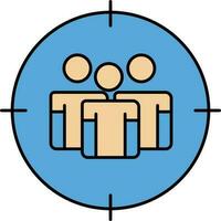 People Focus Icon In Brown And Blue Color. vector