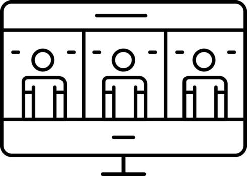 Linear Style Candidates In Monitor Icon. vector