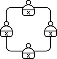 People Percentage Chart Or Result Icon In Line Art. vector