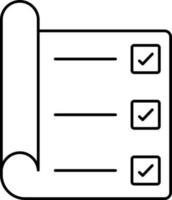 Sheet With Checklist Icon In Line Art. vector