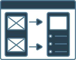 Use Miro Mobile App Wireframe Blue And White Icon. vector