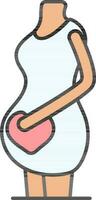 Pregnant Woman Loving Unborn Child Icon In Blue And Pink Color. vector