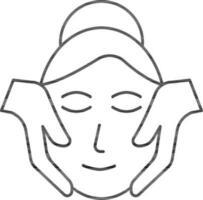 Linear Style Facial Massage Icon Or Symbol. vector