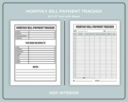 Monthly Bill Payment Tracker KDP Interior vector