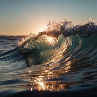 Sun is shinning on a wave photo