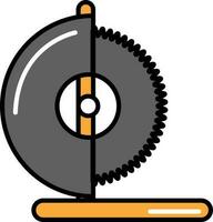 Miter Saw Flat Icon In Grey And Orange Color. vector