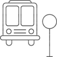 Bus Stop Icon In Thin Line Art. vector