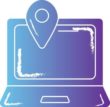 Gradient Color Map Pin In Laptop Icon. vector