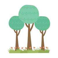 dibujos animados árbol aislado en un blanco antecedentes. sencillo moderno estilo. linda verde plantas, bosque, vector plano ilustración. verano, primavera arboles