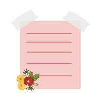 Note Paper With Flower Arrangement. Cute kawaii notes with flowers. To do list. Beautiful planner for school. vector