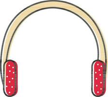 Red And Orange Ear Muffs Icon In Flat Style. vector