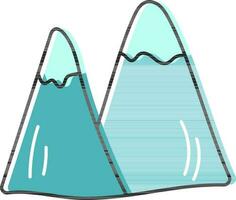 nieve cubrir montaña plano icono en azul color. vector