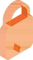 Isometric padlock icon in orange color. vector