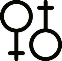 Male and female gender symbol in thin line art. vector