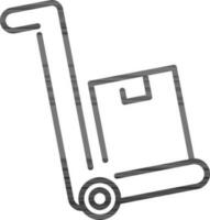 Delivery cart icon in line art. vector