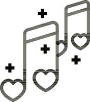 Love song or music icon in black line art. vector