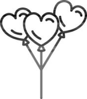 Vector illustration of heart balloon flat icon.