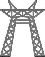 Power pylon icon in black line art. vector