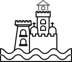 Line art illustration of belem tower icon. vector