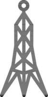 Line art illustration of power line tower icon. vector