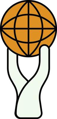 Yellow and White Globe Stand Icon in Flat Style.