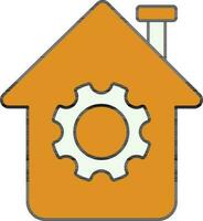 Building Setup Yellow and White icon in Flat Style. vector