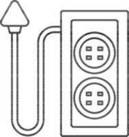 Power Strip Icon In Black Outline. vector