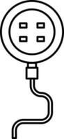 Round Extension Cord Icon In Thin Line Art. vector