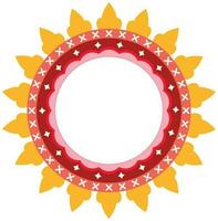 Ethnic Circular Frame Element In Red And Orange Color. vector