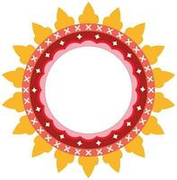 Ethnic Circular Frame Element In Red And Orange Color. vector