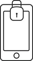 Line Art Mobile Lock Icon In Flat Style. vector