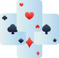 Flat Style Poker Cards Icon In Blue And Red Color. vector