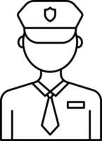 Policeman Icon In Black Line Art. vector