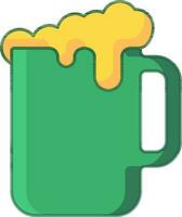 Beer Mug Icon In Green And Yellow Color. vector