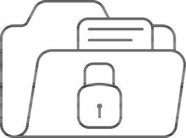 Lock Folder Black Outline Icon Or Symbol. vector