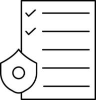 Check Document Paper For Security Icon In Black Outline. vector