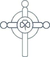 Celtic Cross Icon In Gray Outline. vector