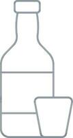 Bottle With Glass Icon In Gray Line Art. vector