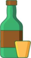 Colorful Bottle With Glass Icon. vector