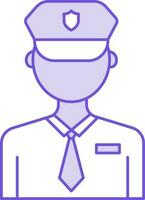 policía icono en púrpura y blanco color. vector