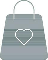 Shopping Bag with Heart Icon in Flat Style. vector