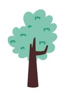 dibujos animados árbol aislado en un blanco antecedentes. sencillo moderno estilo. linda verde plantas, bosque, vector plano ilustración. verano, primavera arboles